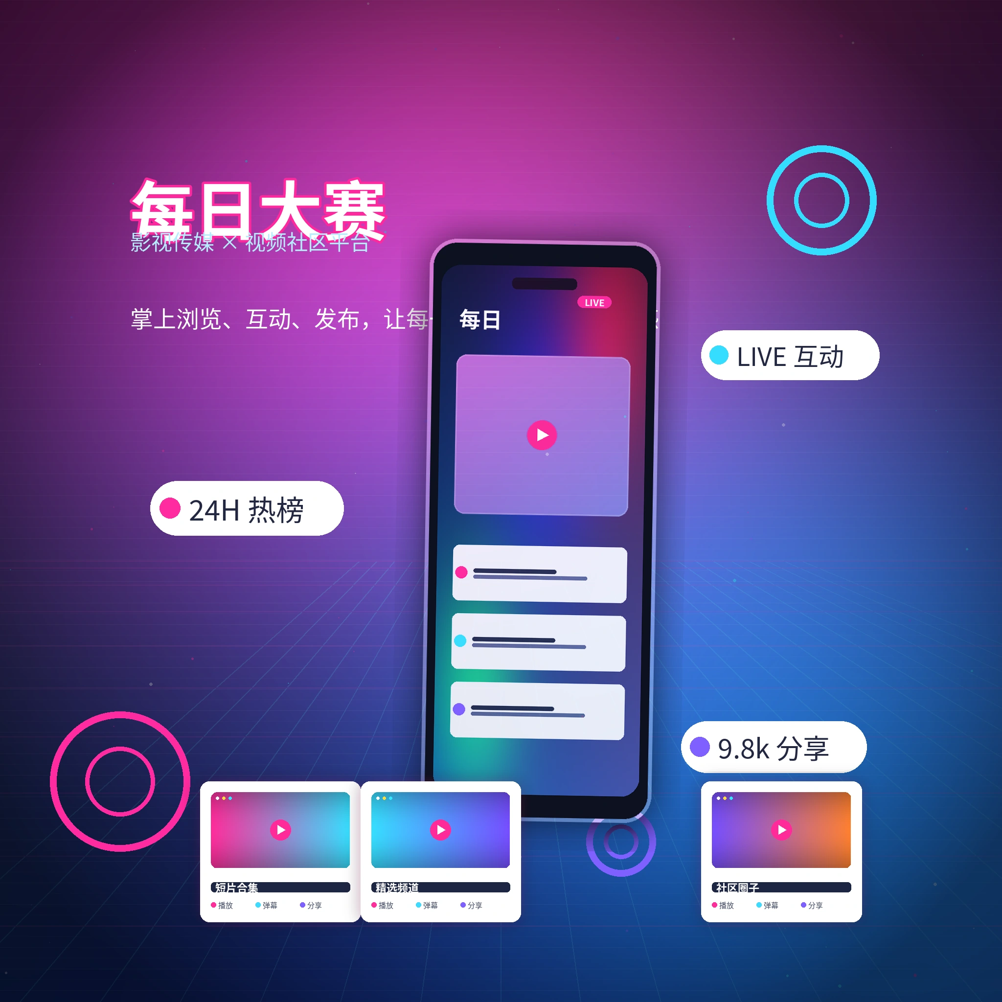每日大赛APP内容浏览与创作者服务展示